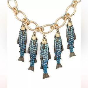 Betsey Johnson Blue Sardine Fish Pendant Necklace
